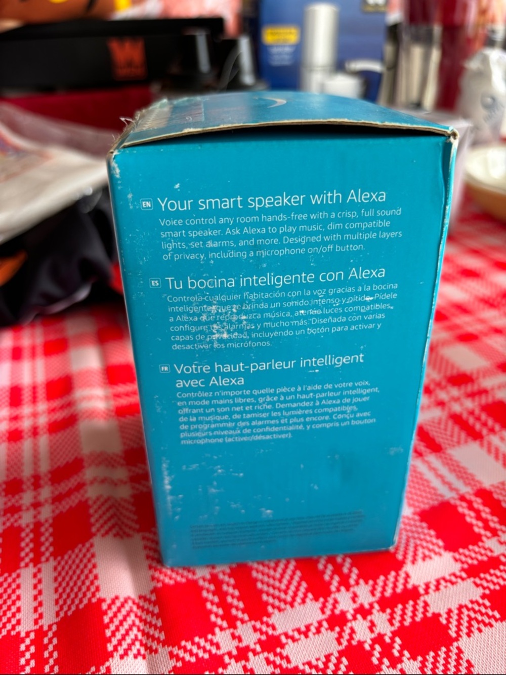 Amazon Echo Pop Smart Speaker - Blue Packaging, Black Speaker Image - Picture 3 of 4